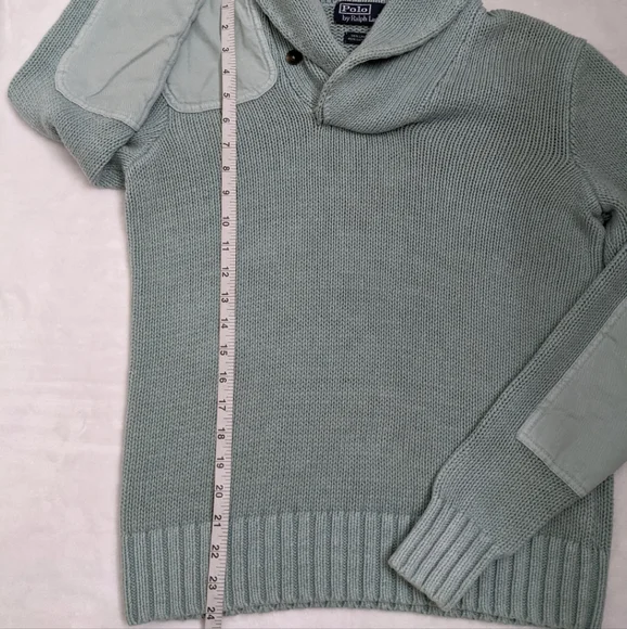 Polo by Ralph Lauren Rare Linen Patch Shawl Collar Sweater - Picture 3 of 6